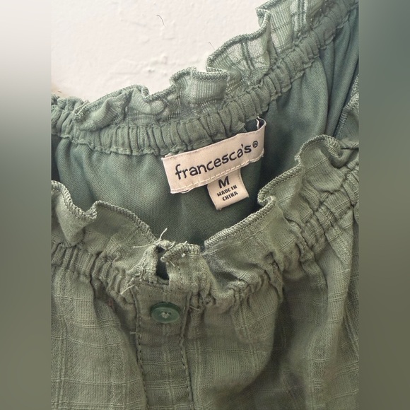 Green Ruffled Peasant Top - Picture 2 of 8